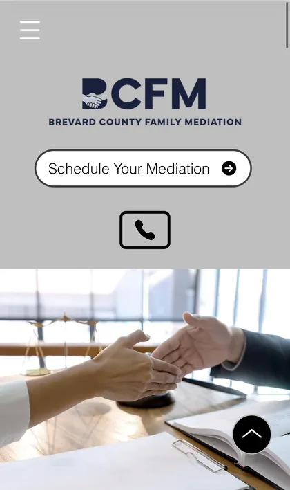 Brevard County Family Mediation homepage on a phone